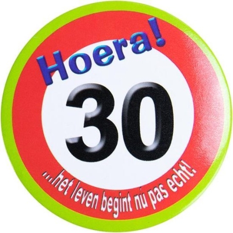 Paperdreams - Button - Verkeersbord - Klein - 30 Jaar