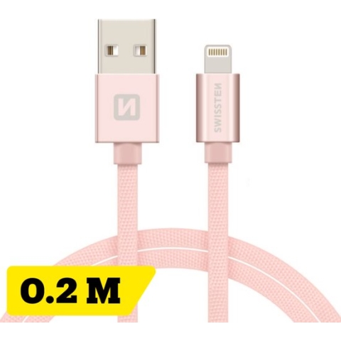 Swissten Lightning naar USB kabel voor Apple iPhone 8/SE/X/XS/XR/11/12/13/14 - Pro/Pro Max/Mini/Plus en diverse iPad modellen - iPhone oplader - 0.2M - Roze