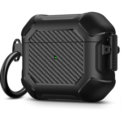 Hoesje Geschikt Voor Airpods Pro Case Zwart Oplaadcase Armor Case met Lock Beschermhoes