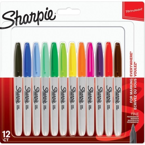 Sharpie Permanentmarkers | Fijne punt | Diverse kleuren | 12 stuks