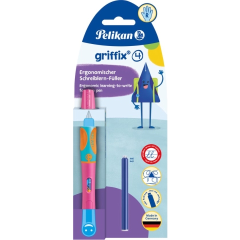 Pelikan Griffix roller, op blister, voor rechtshandigen, roze - blauw