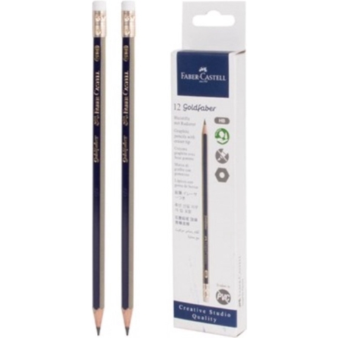 potlood Faber-Castell Goldfaber HB met gum doos met 12 stuks