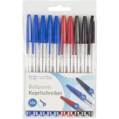 Balpennen 3 kleuren - 10 stuks