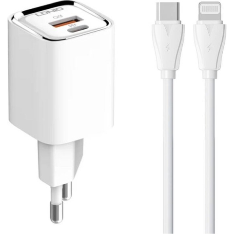 USB C Adapter Oplader Inclusief Lightning kabel - 30W - Snellader - Geschikt voor iPhone - Wit