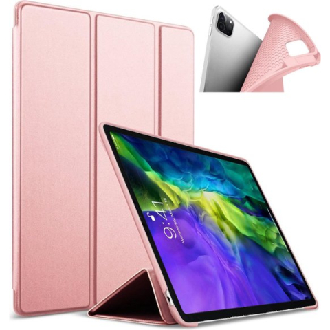 iPad Pro 2020 Hoes met iPad Pro 2020 Screenprotector - 12.9 inch - Smart Book Case Hoesje Roségoud