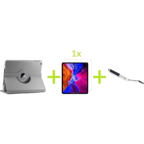 iPad Mini 1 / 2 / 3 Multi Stand Case - 360 Draaibaar Tablet hoesje - Tablethoes Grijs + 1x Screenprotector + Stylus