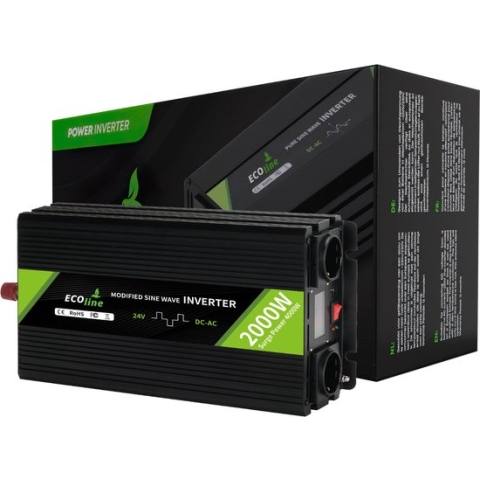 EcoLine - Omvormer 24V Naar 220V/230V - 2000w Vermogen - Gemodificeerde sinus - Spanningomvormer