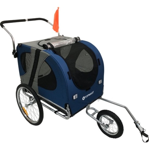 Topmast Easy Flow Hondenfietskar - Met Jogger Functie - Opvouwbaar - Blauw - Large