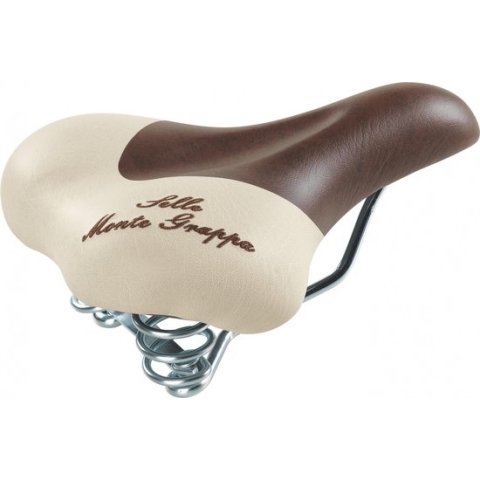Selle Monte Grappa Fashion - Fietszadel - Met veer - Donkerbruin / Cream / Wit