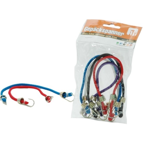 Set van 5x stuks bagagespin/snelbinders 28 cm gekleurd - Spanelastieken met haken