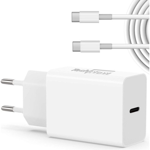 Snellader Oplader 20W - USB C Adapter & USB C kabel - USB C naar USB C - Usb C Oplader - Universeel voor Telefoon / Tablet / GSM / Smartphone