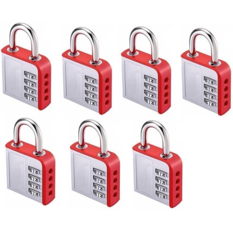 Stahlex Hangslot met Cijfercode Aluminium 85 mm - 4 Cijferige Combinatie - 7 stuks