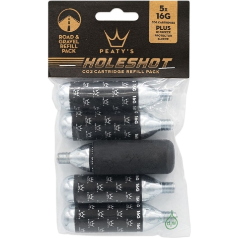 Peaty's Holeshot CO2 Cartridge Refill Pack - Road & Gravel (16g) - 5 stuks