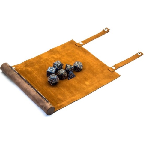 Lapi Toys - Dungeons and Dragons polydice speelmat - DnD dice tray - D&D scroll - Dice pouch - Dobbelpiste - Met opbergruimte - Kunstleer - Bruin