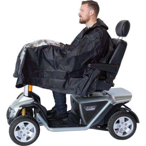 Poncho Deluxe voor scootmobiel met venster Blauw
