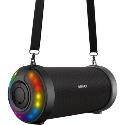 Denver Bluetooth Speaker met LED Verlichting - 85W - AUX/USB - Verstelbare Riem - BTG212 - Zwart