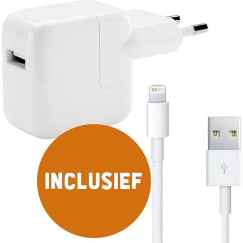 Grand Media Universal USB Power Adapter + oplaadkabel - 1 meter lightning - Ipad/iPhone - USB-A adapter - USB stekker - USB lader - Blokje - Universeel - iPad - iPhone - Wit