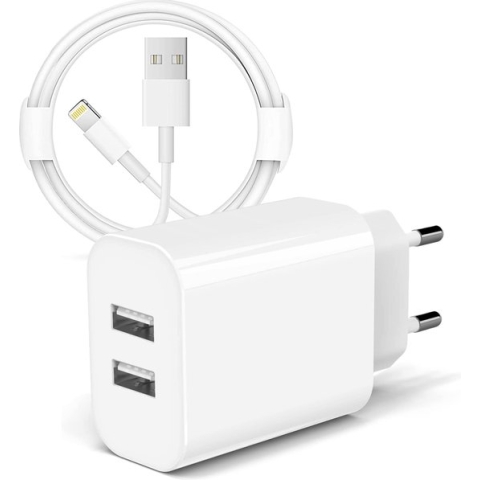 Oplader iPhone - Snellader inclusief Oplaadkabel van 2 meter - Geschikt voor Apple iPhone en iPad