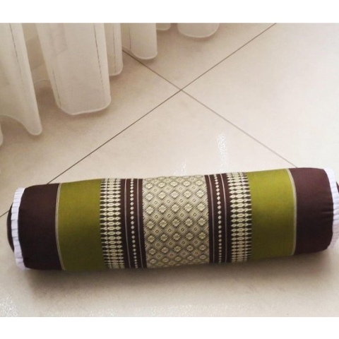 Knierolkussen – Bolster standaard Yoga en meditatie – Kapok - Thais design - Groen/bruin