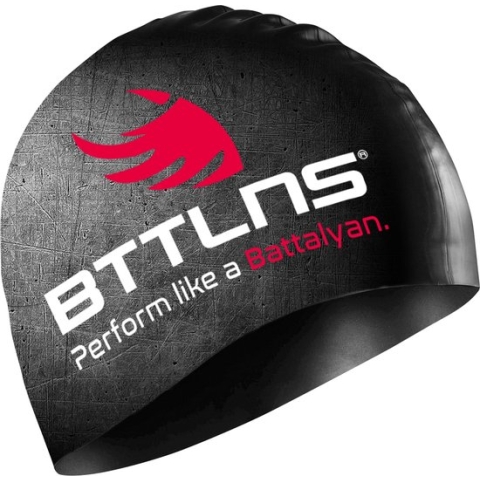 BTTLNS badmuts - swim cap - siliconen badmuts unisex - Absorber 2.0 SE - zwart-rood - one size