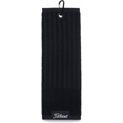 Titleist tri fold players towel black, handdoek zwart