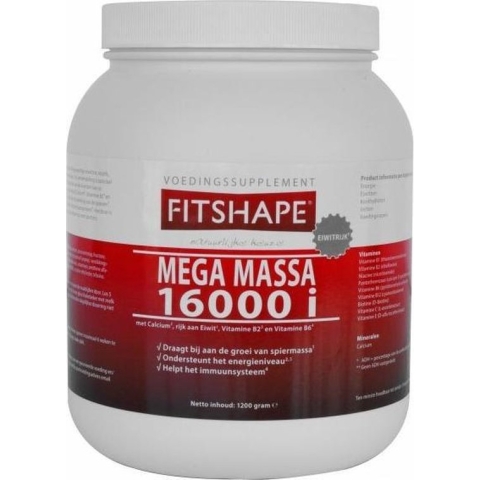 Fitshape Mega Massa 16000 Vanille - 1200 gram - Eiwitshake