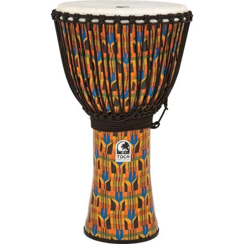 Toca SFDJ-12K Synergy Freestyle Djembe Rope Kente Cloth djembé