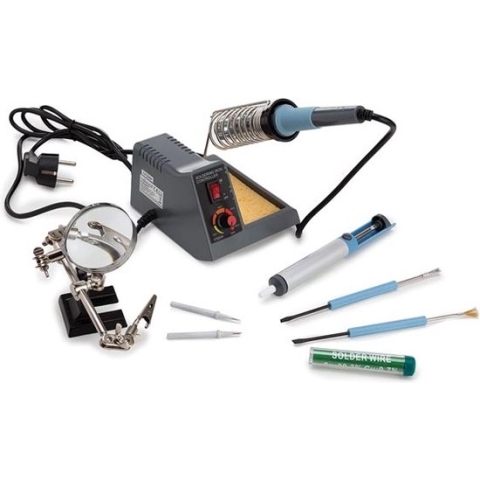 Velleman Soldeerstation, complete set, instelbaar, 40-48 W, temperatuurbereik 150-480 °C, grijs