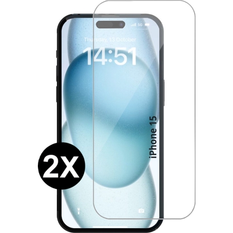 Geschikt voor iPhone 15 / iPhone 15 Pro Screenprotector Tempered Gehard beschermglas - 2 stuks screen protector