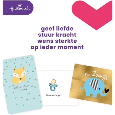 Wenskaart Hallmark navulset geboorte zoon 6 kaarten