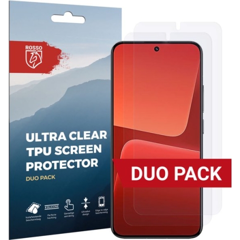Rosso Screen Protector Ultra Clear Duo Pack Geschikt voor Xiaomi 13 | TPU Folie | Case Friendly | 2 Stuks