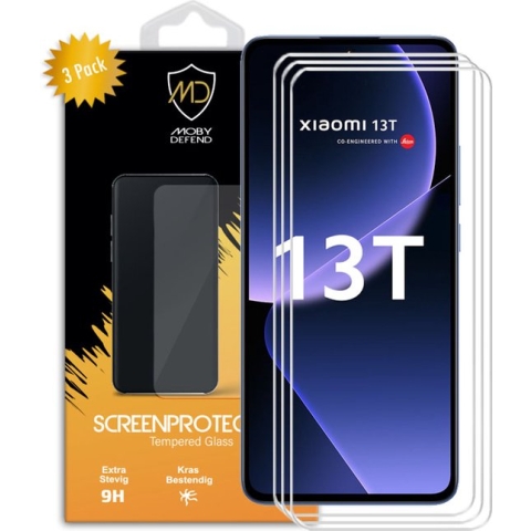 3-Pack Xiaomi 13T Screenprotectors - MobyDefend Case-Friendly Gehard Glas Screensavers - Screen Protectors - Glasplaatjes Geschikt Voor Xiaomi 13T