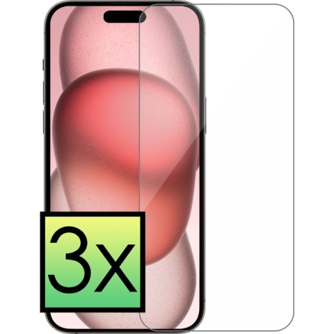 iPhone 15 Plus Screenprotector Tempered Glass Gehard Glas Full Screen Display Cover - 3x