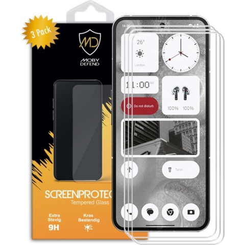 3-Pack Nothing Phone (2) Screenprotectors - MobyDefend Case-Friendly Gehard Glas Screensavers - Screen Protectors - Glasplaatjes Geschikt Voor Nothing Phone (2)