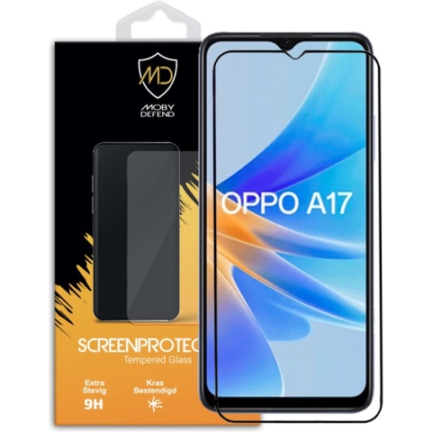 Oppo A17 Screenprotector - MobyDefend Gehard Glas Screensaver - Zwarte Randen - Screen Protector - Glasplaatje Geschikt Voor Oppo A17