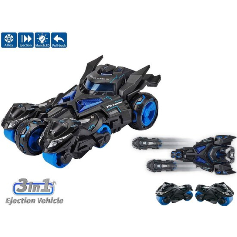 Die Cast Max catapult Car 3in1 - pull-back - licht en geluid - Metal Gear Rising auto  met 2 motors - 1:32 Black