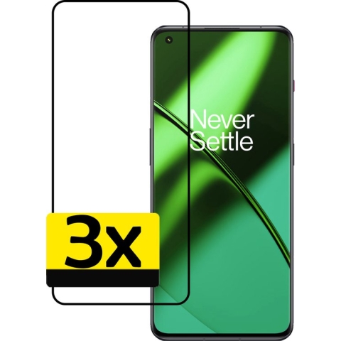 OnePlus 11 Screenprotector Beschermglas Gehard Glas Full Cover - OnePlus 11 Screen Protector Glas Extra Sterk - 3 Stuks