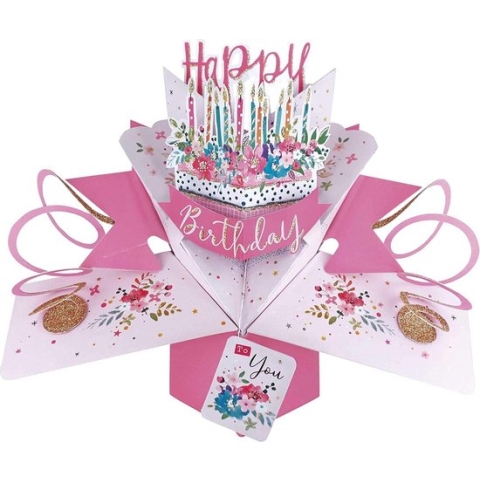 3D Pop-up wenskaart met envelop – Happy Birthday - Birthday Cake