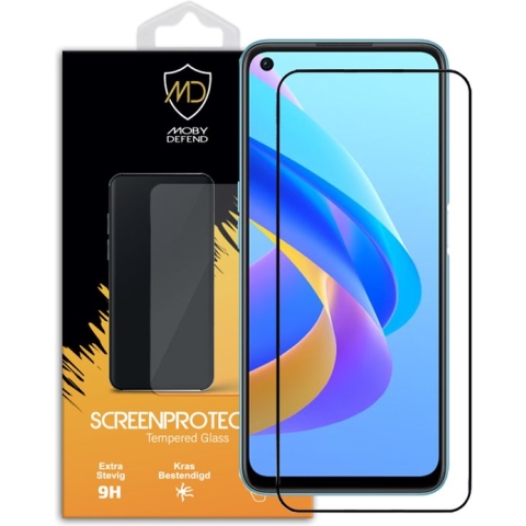 Oppo A76 Screenprotector - MobyDefend Gehard Glas Screensaver - Zwarte Randen - Screen Protector - Glasplaatje Geschikt Voor Oppo A76
