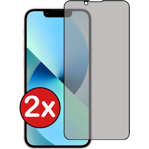 iPhone 14 Screenprotector Privacy Glas Tempered Glass Gehard Full Screen 3D - iPhone 14 Privacy Screen Protector - 2 PACK