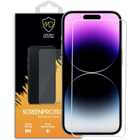 iPhone 14 Pro Max Screenprotector - MobyDefend Case-Friendly Gehard Glas Screensaver - Screen Protector - Glasplaatje Geschikt Voor iPhone 14 Pro Max