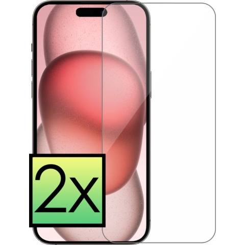 iPhone 15 Pro Max Screenprotector Tempered Glass Gehard Glas Full Screen Display Cover - 2x