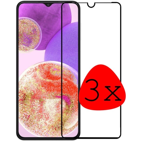 Samsung Galaxy A23 Screenprotector Tempered Glass Full Cover - Samsung A23 Beschermglas Screen Protector Glas - 3 Stuks