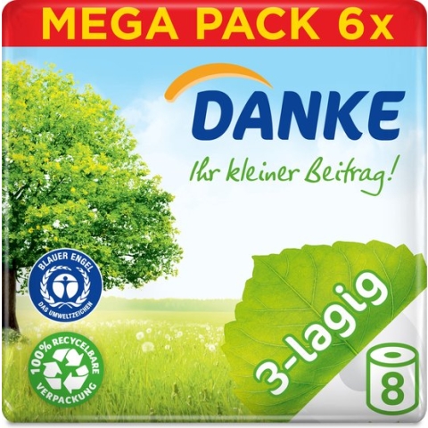 DANKE Toiletpapier 3-laags - 7x8 rollen - voordeelverpakking