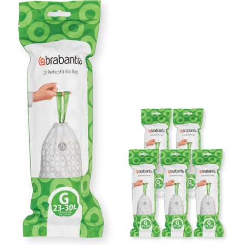 Brabantia PerfectFit Vuilniszakken - 23/30 l - Code G - 6 rollen x 20 stuks