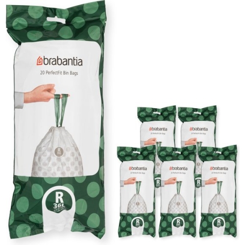 Brabantia PerfectFit Vuilniszakken - 36 l - Code R - 6 rollen x 20 stuks