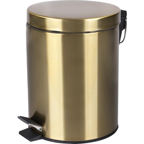 Differnz Pedaalemmer Mat Goud – Prullenbak Badkamer – Afvalbakje – 5 liter