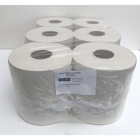 Poetspapier midi 6 x 300 meter met  - 1 Laags