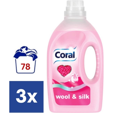 Coral Wool & Silk Vloeibaar Wasmiddel - 3 x 1.25 l