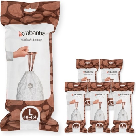 Brabantia PerfectFit Vuilniszakken - 40/45 l - Code L - 6 rollen x 20 stuks